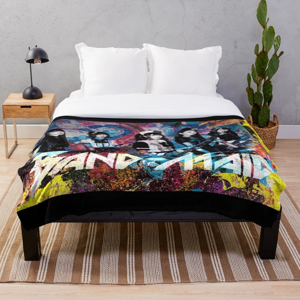 Band Maid Inspired Plush Blanket with Watercolor Art