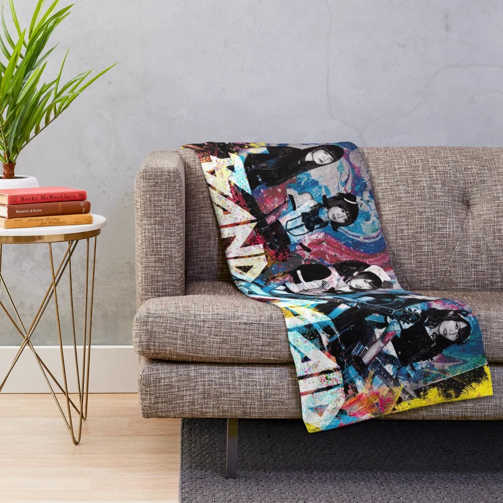 Band Maid Inspired Plush Blanket with Watercolor Art