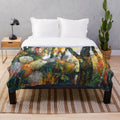 A cozy plush blanket featuring a vibrant abstract floral design inspired by Australian native flowers and plants.