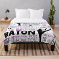 Baton twirling themed plush blanket featuring colorful designs