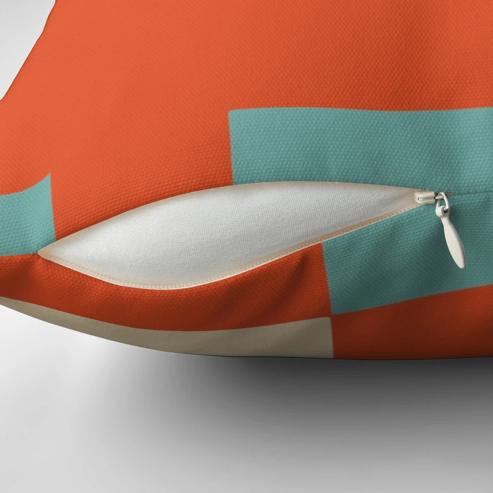 Colorful Bauhaus-style pillow with geometric patterns, ideal for modern home decor