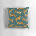 Navy blue decorative throw pillow featuring a vibrant Bengal tiger print design.