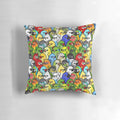 Colorful bird-patterned decorative pillow for a cozy and charming home