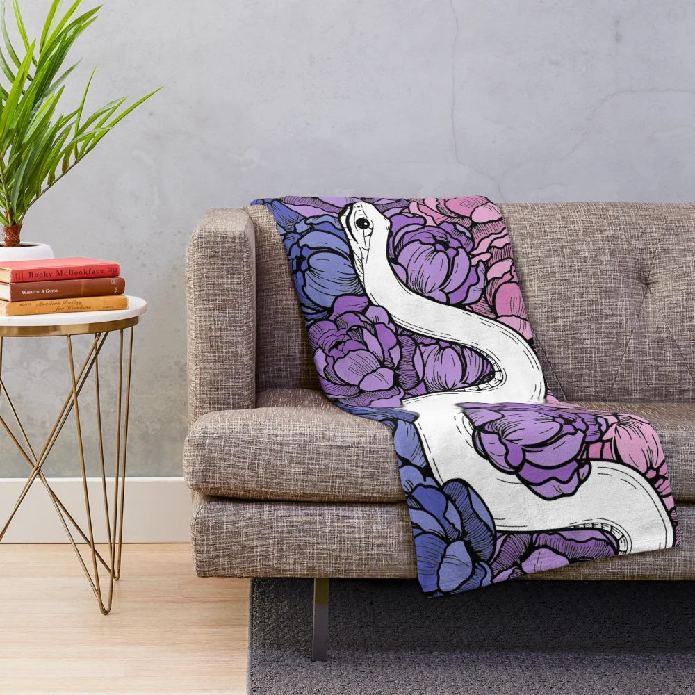 Bisexual Pride Floral Snake Design Plush Blanket