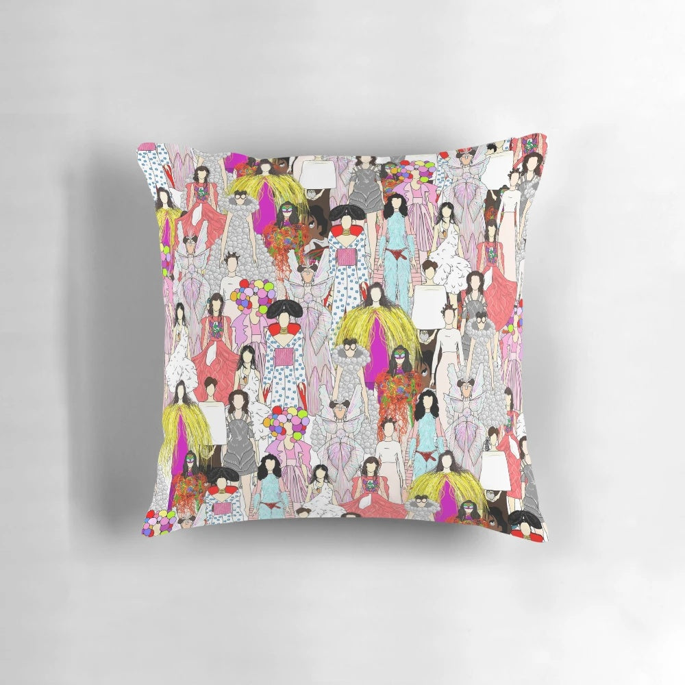 Colorful pop art-style pillow featuring Bjork, the iconic Icelandic singer