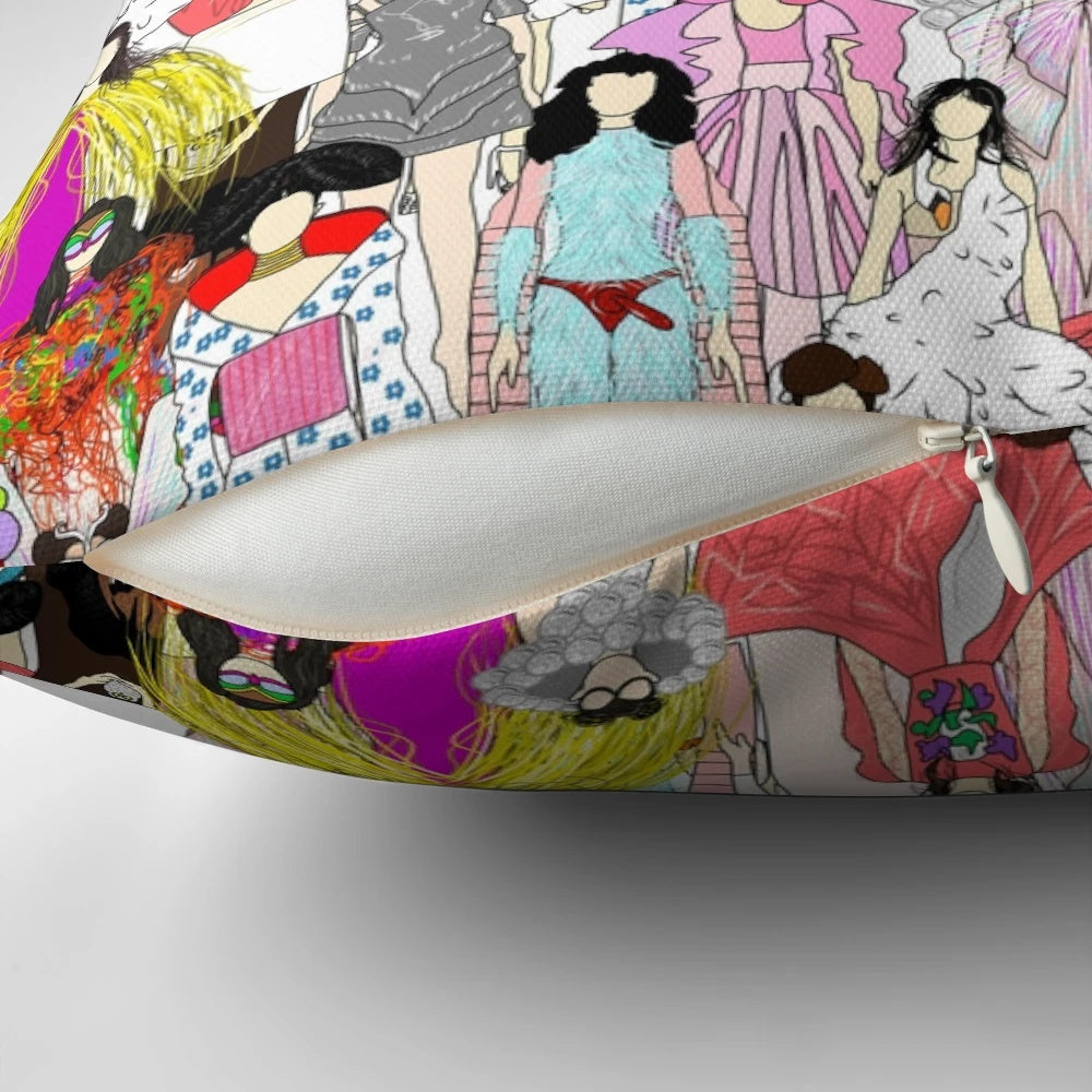 Colorful pop art-style pillow featuring Bjork, the iconic Icelandic singer