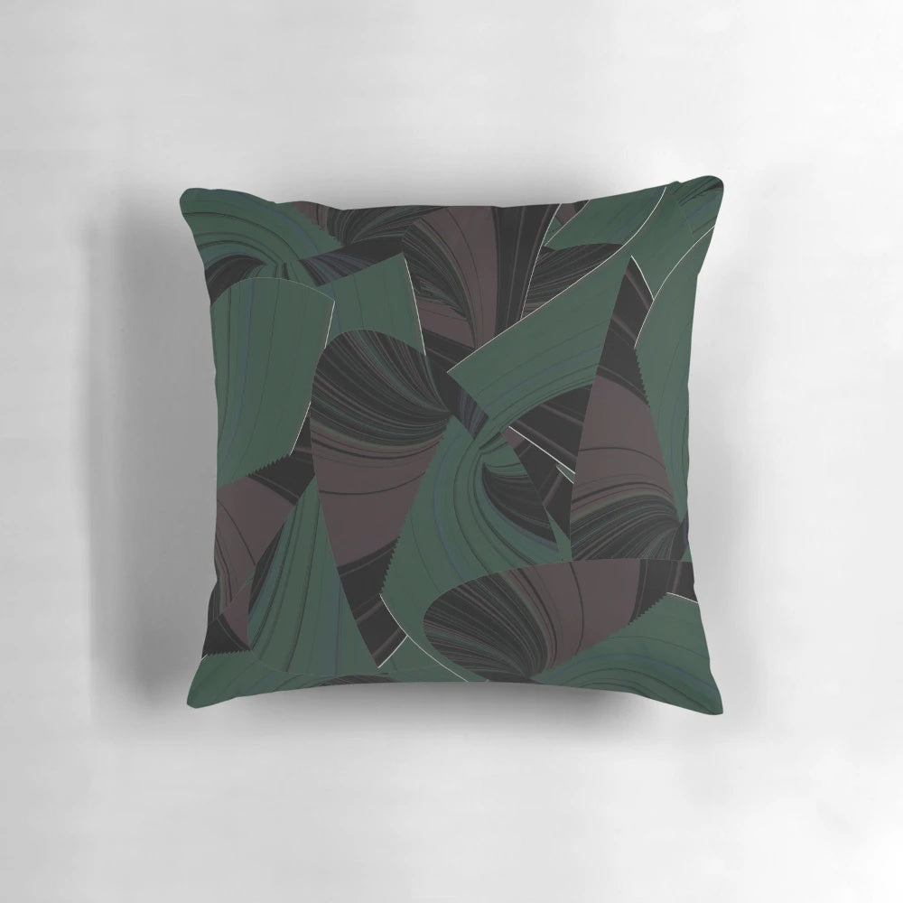 Black and white marbled pattern pillow with a vibrant, colorful design