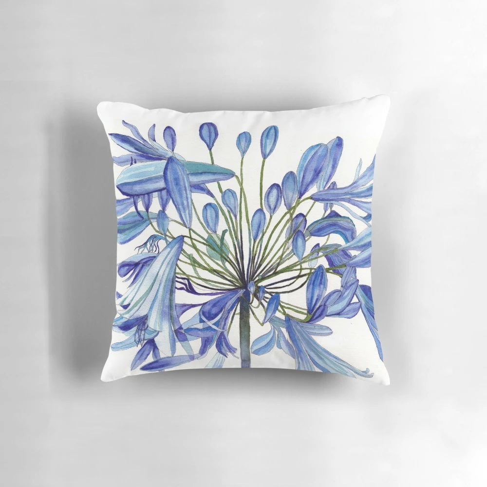 Captivating watercolor painting of a single blue agapanthus flower