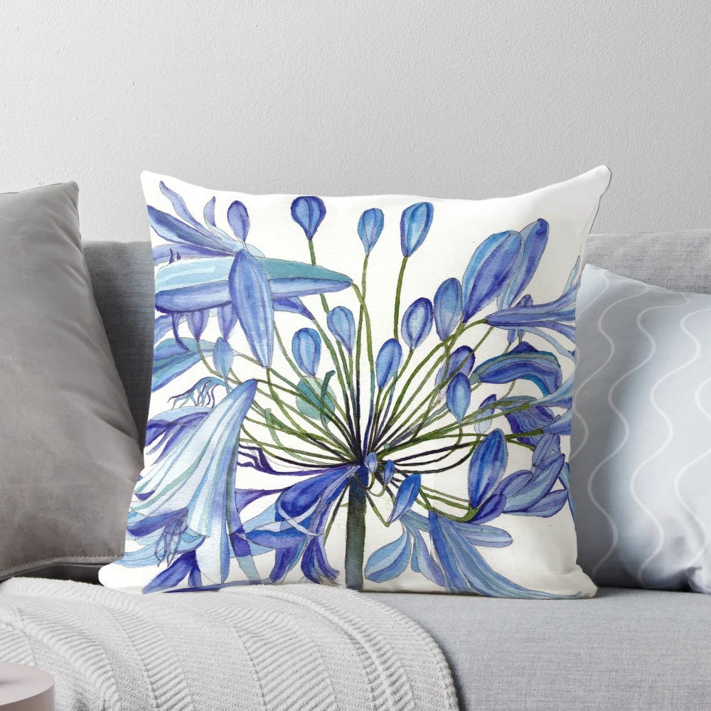 Captivating watercolor painting of a single blue agapanthus flower