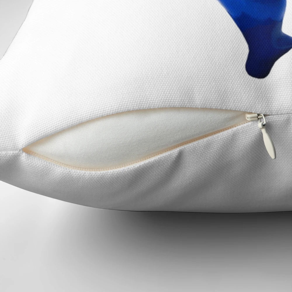 Vibrant blue Nana-style pillow inspired by the colorful sculptures of artist Niki de Saint Phalle