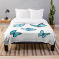 Blue watercolor butterflies plush blanket