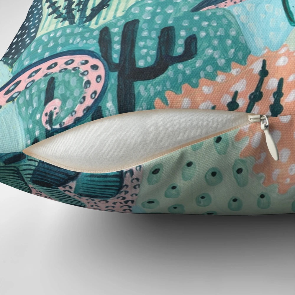 Decorative blue whale pillow with coral, tentacles, and ocean creatures for a whimsical nursery