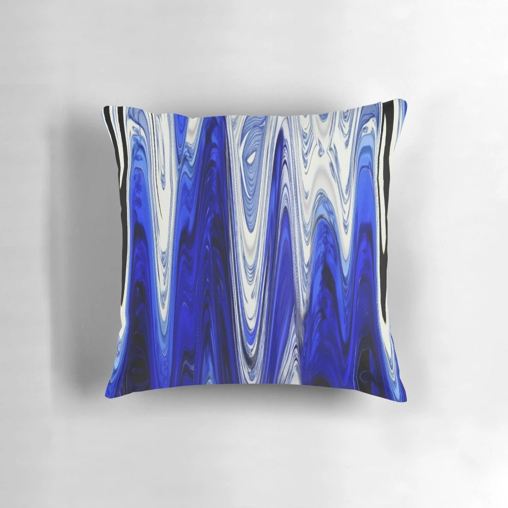Cobalt blue zigzag patterned throw pillow for home and bedroom decor