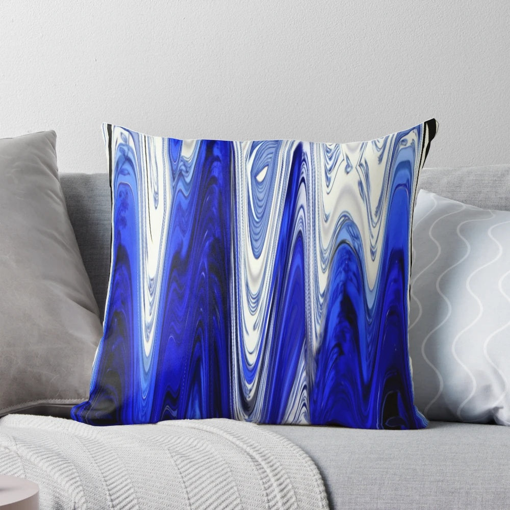 Cobalt blue zigzag patterned throw pillow for home and bedroom decor