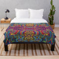 Colorful boho plush blanket with mandala pattern design