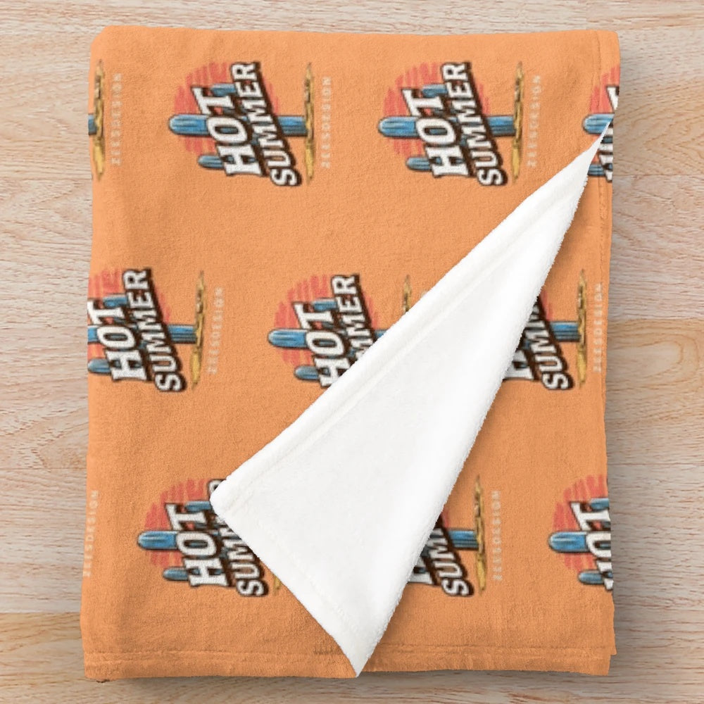 Colorful abstract plush blanket with summer and desert design