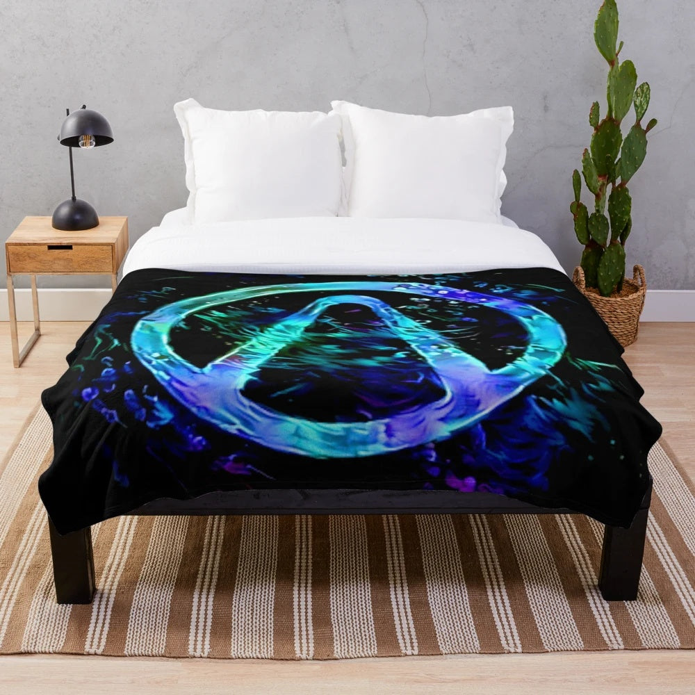 Borderlands Vault Hunter Plush Blanket with Neon Color Splash Design