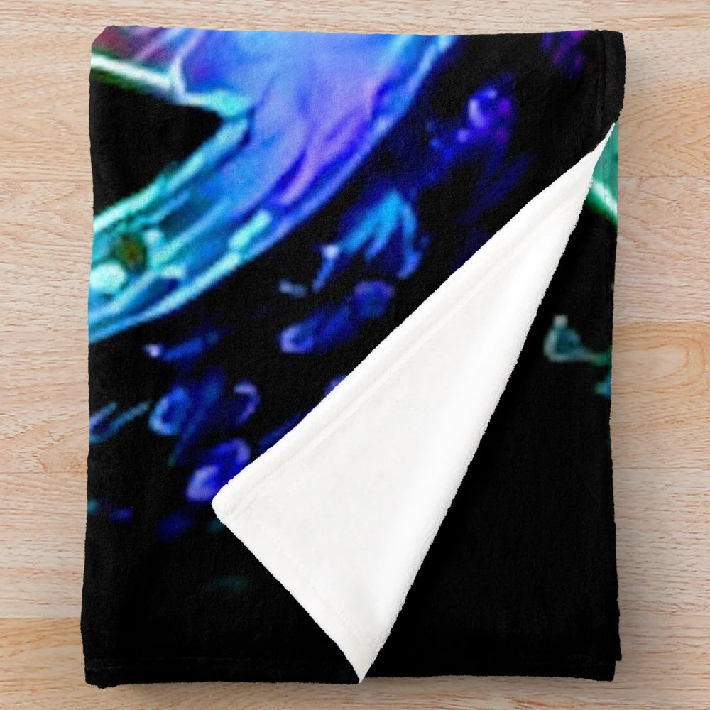 Borderlands Vault Hunter Plush Blanket with Neon Color Splash Design
