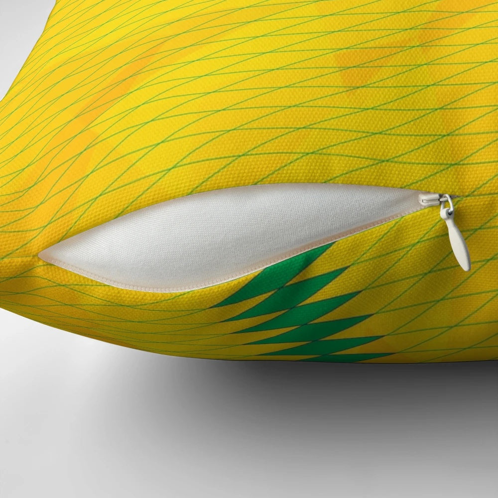 Colorful Brazil / Brasil flag-inspired pillow with typography