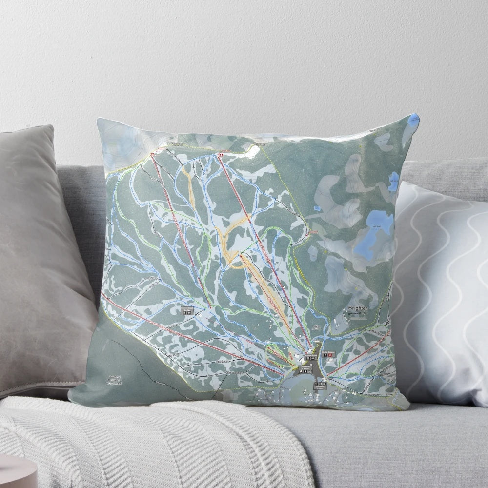 Brighton Resort ski trail map printed on a cozy throw pillow