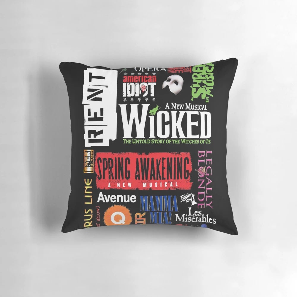 Broadway Musical Collage Decorative Throw Pillow