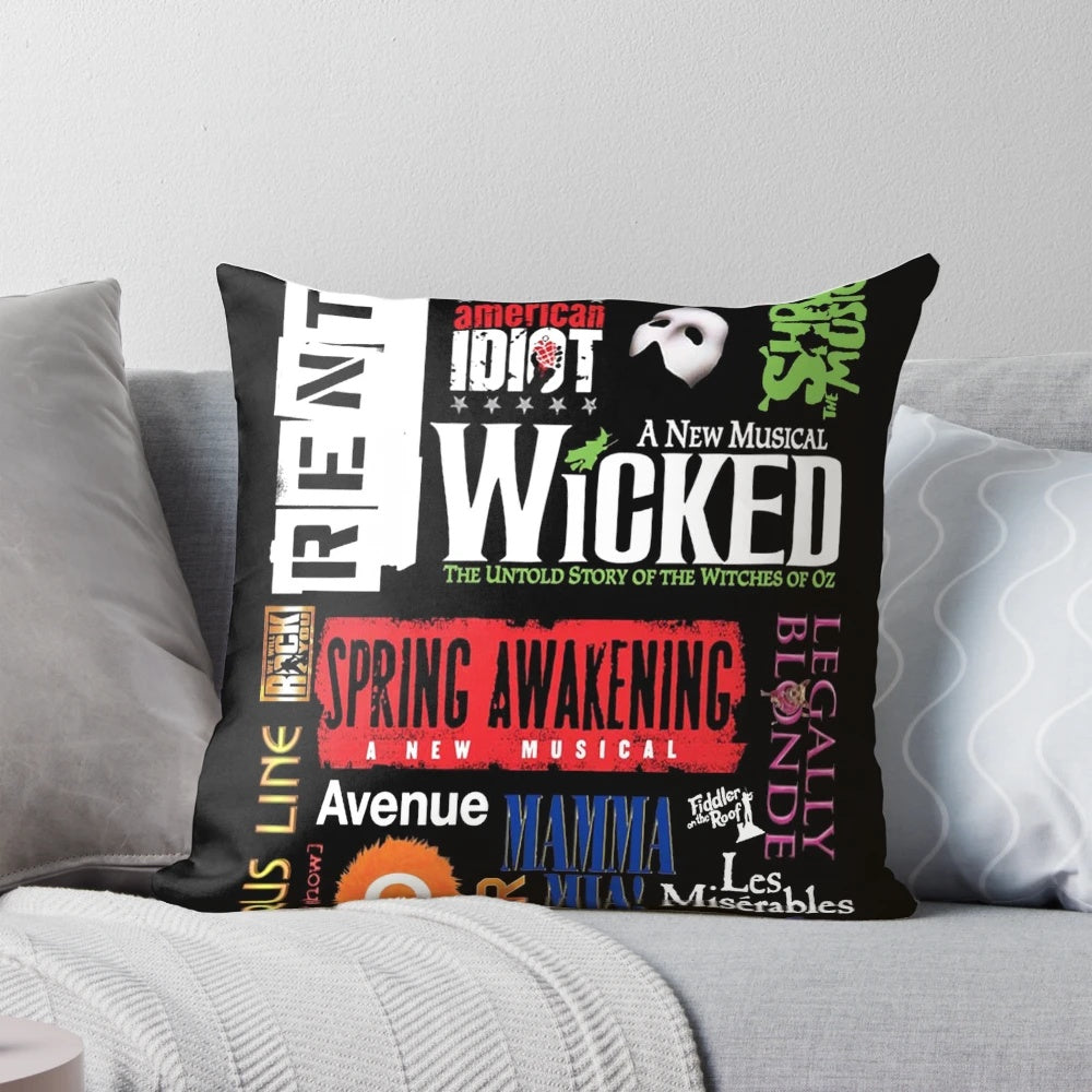 Broadway Musical Collage Decorative Throw Pillow