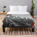 Brooklyn Bridge inspired plush blanket with pop art colors and patterns