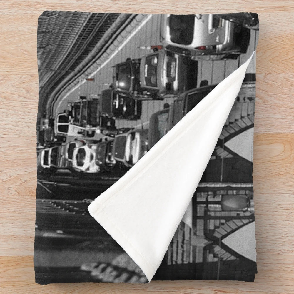 Brooklyn Bridge inspired plush blanket with pop art colors and patterns