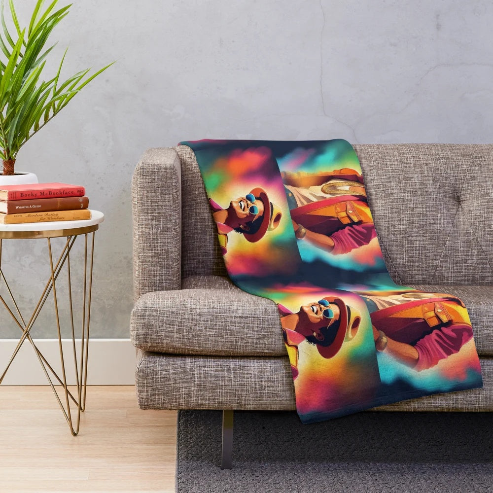 Soft and Cozy Plush Blanket with Vibrant Bruno Mars-Inspired Design