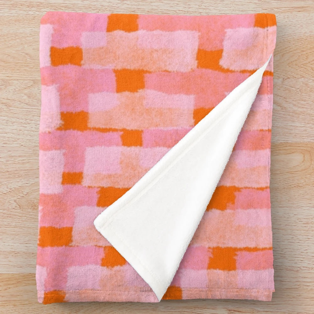 Colorful abstract plush blanket with brush stroke design