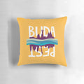 Colorful Budapest-inspired throw pillow with modern typography design