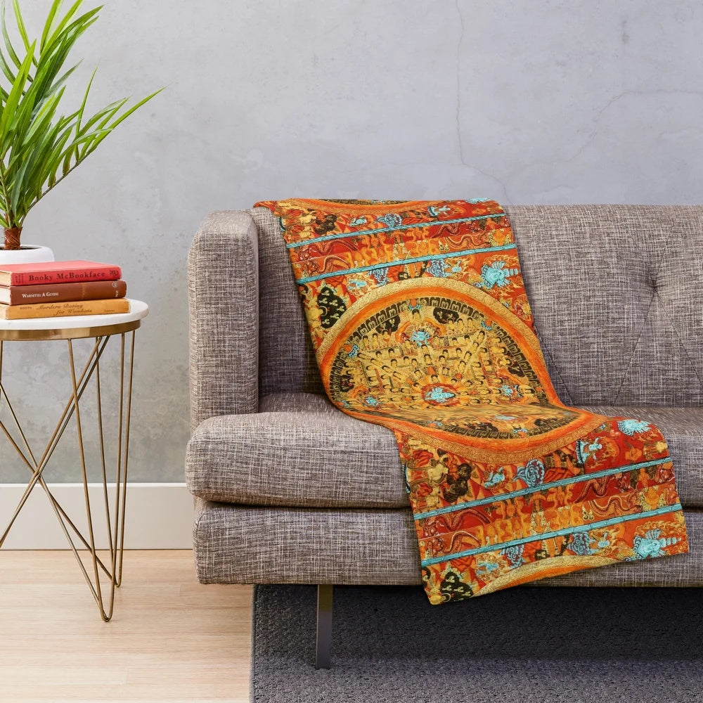 Vibrant Buddhist Mandala Ashta Bhairava Thangka design plush blanket