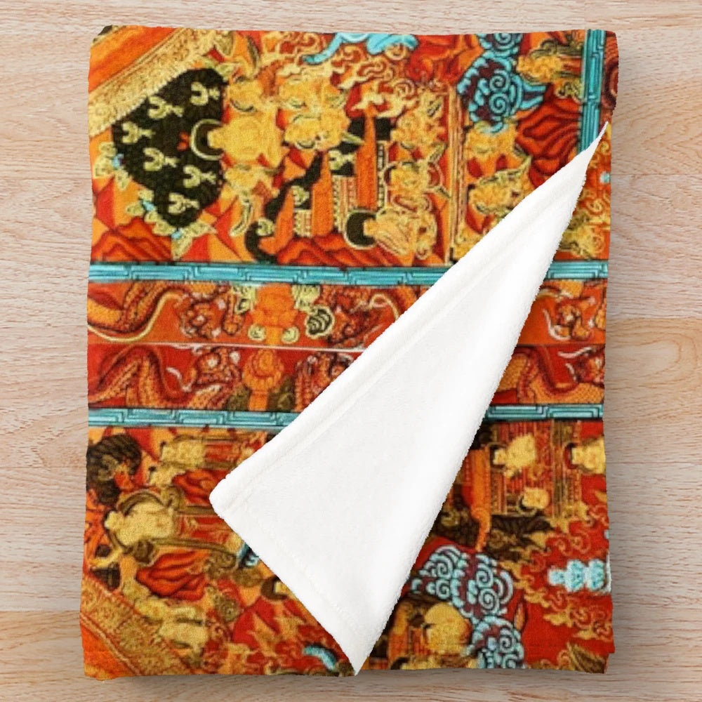 Vibrant Buddhist Mandala Ashta Bhairava Thangka design plush blanket