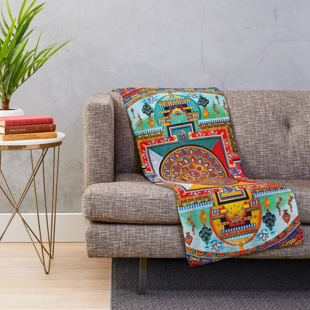 Buddhist Mandala Plush Blanket for Meditation and Home Decor