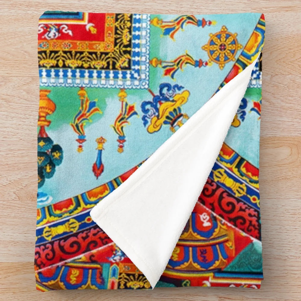 Buddhist Mandala Plush Blanket for Meditation and Home Decor