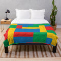 Colorful building blocks plush blanket with Lego-inspired design