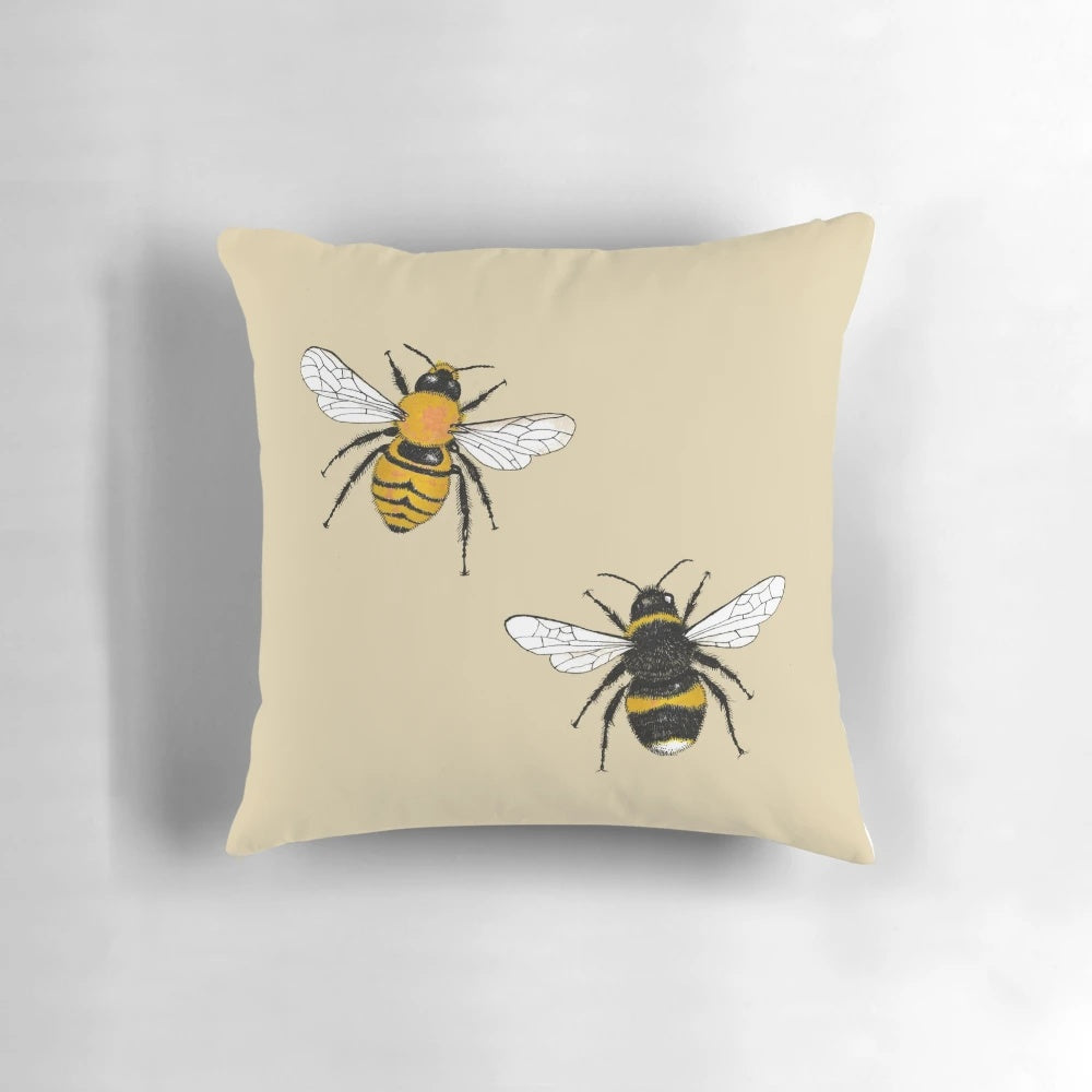 Colorful illustration of a bumblebee (Bombus terrestris) on a soft, plush pillow
