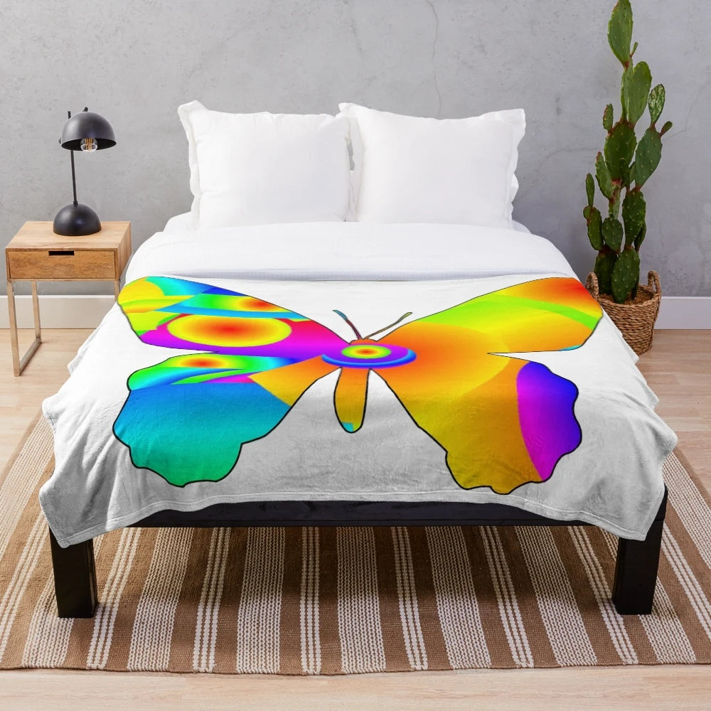 Colorful butterfly design plush blanket