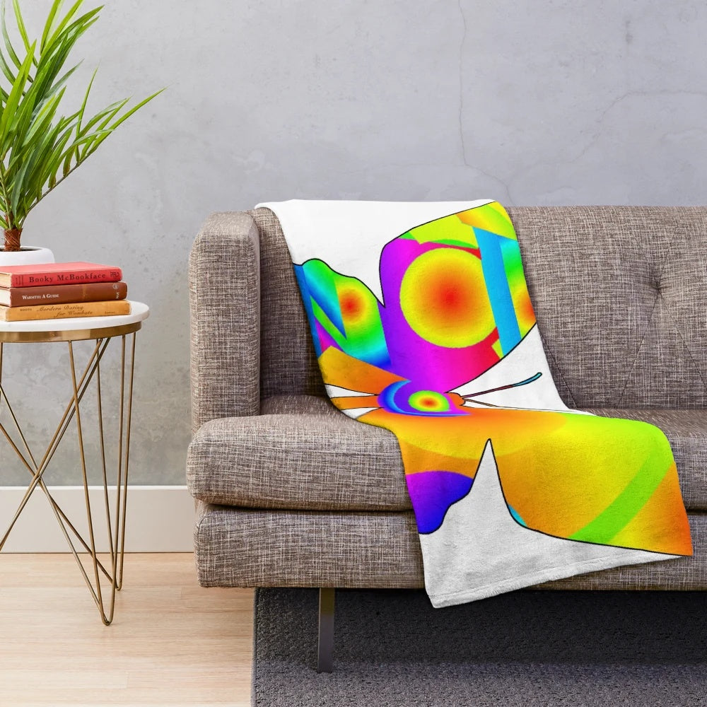 Colorful butterfly design plush blanket