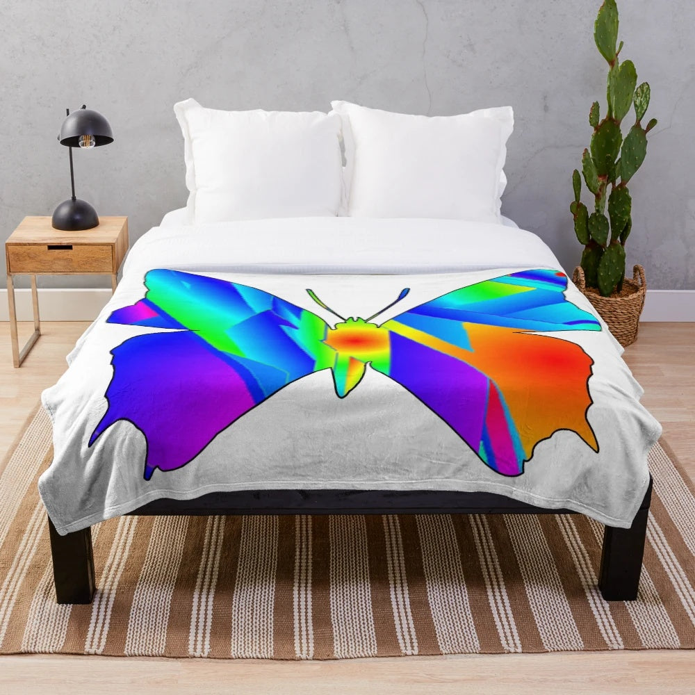 Colorful butterfly and sunset themed plush blanket