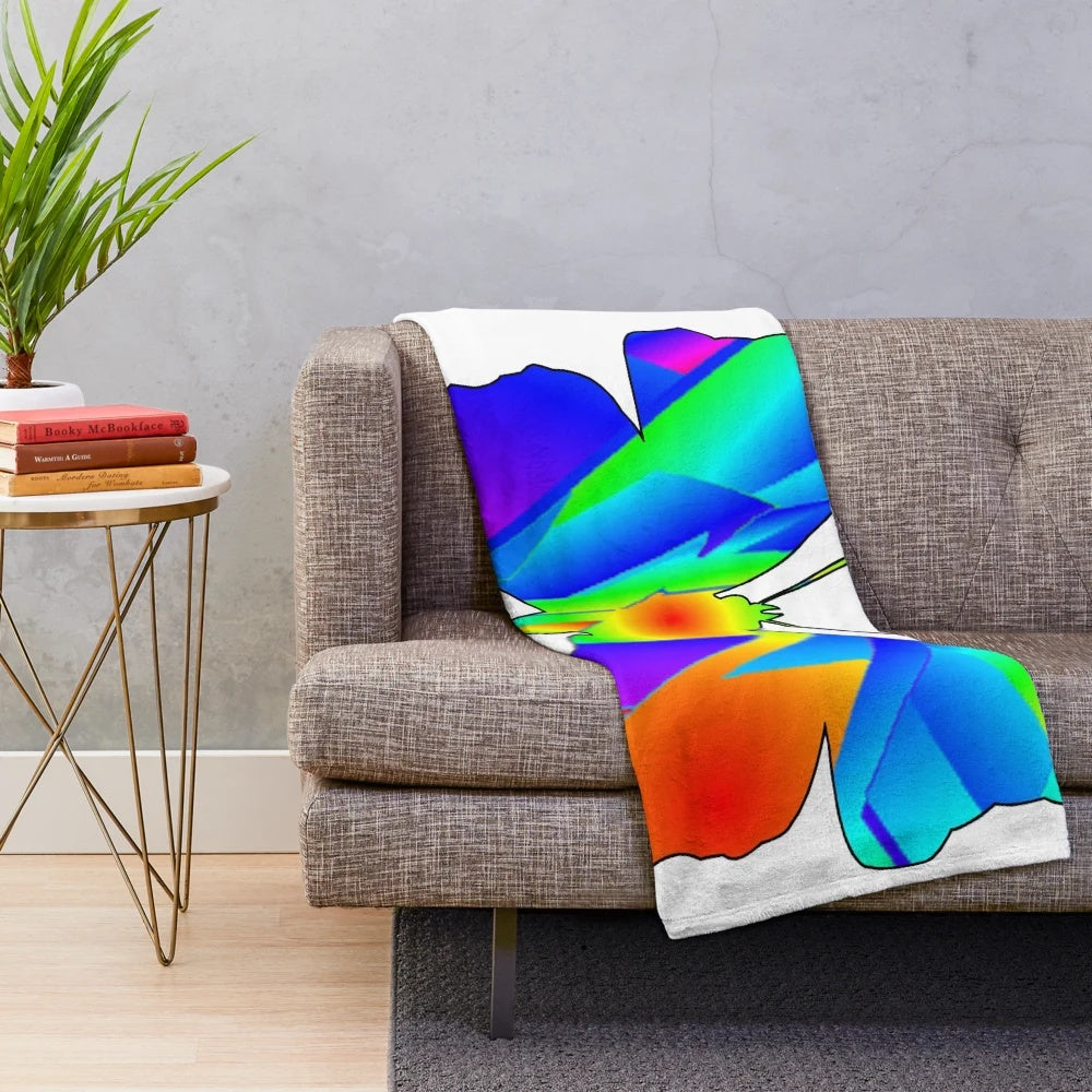 Colorful butterfly and sunset themed plush blanket