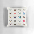 Colorful butterfly pattern throw pillow, featuring a vibrant design of butterflies in various natural shades.