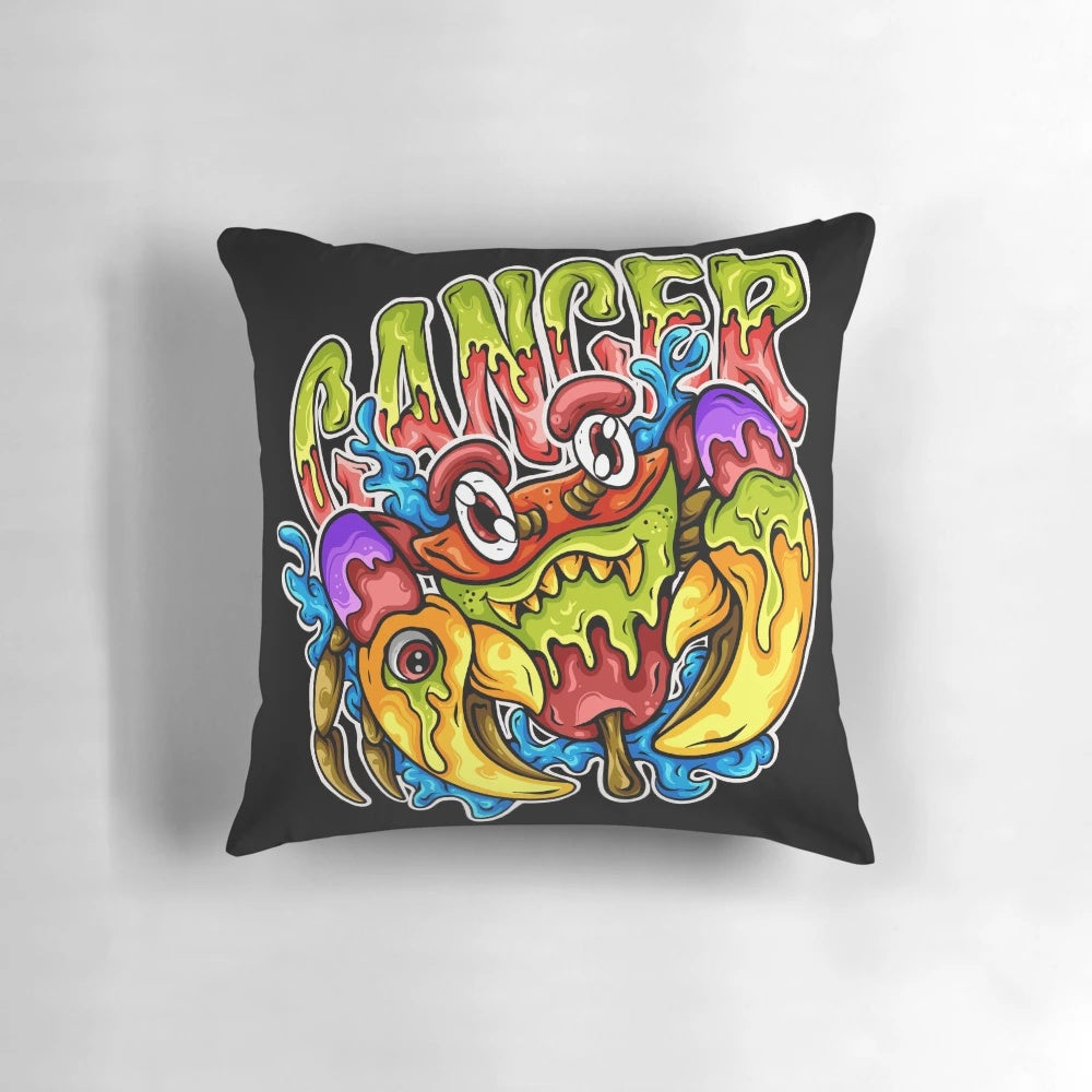 Colorful and Cute Cancer Zodiac Pillow with Crab Design