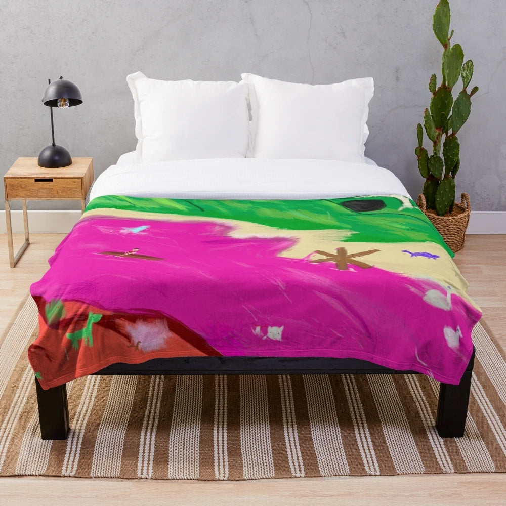 Colorful and imaginative plush blanket with a candy-inspired design
