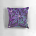 Colorful pillow featuring psychedelic purple cannabis/marijuana leaves