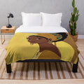 Colorful plush blanket featuring a portrait of a Cape Verdean woman in traditional attire, with an anime-inspired artistic style