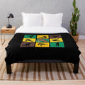Colorful Capoeira-inspired plush blanket with silhouettes of martial arts fighters in dynamic poses