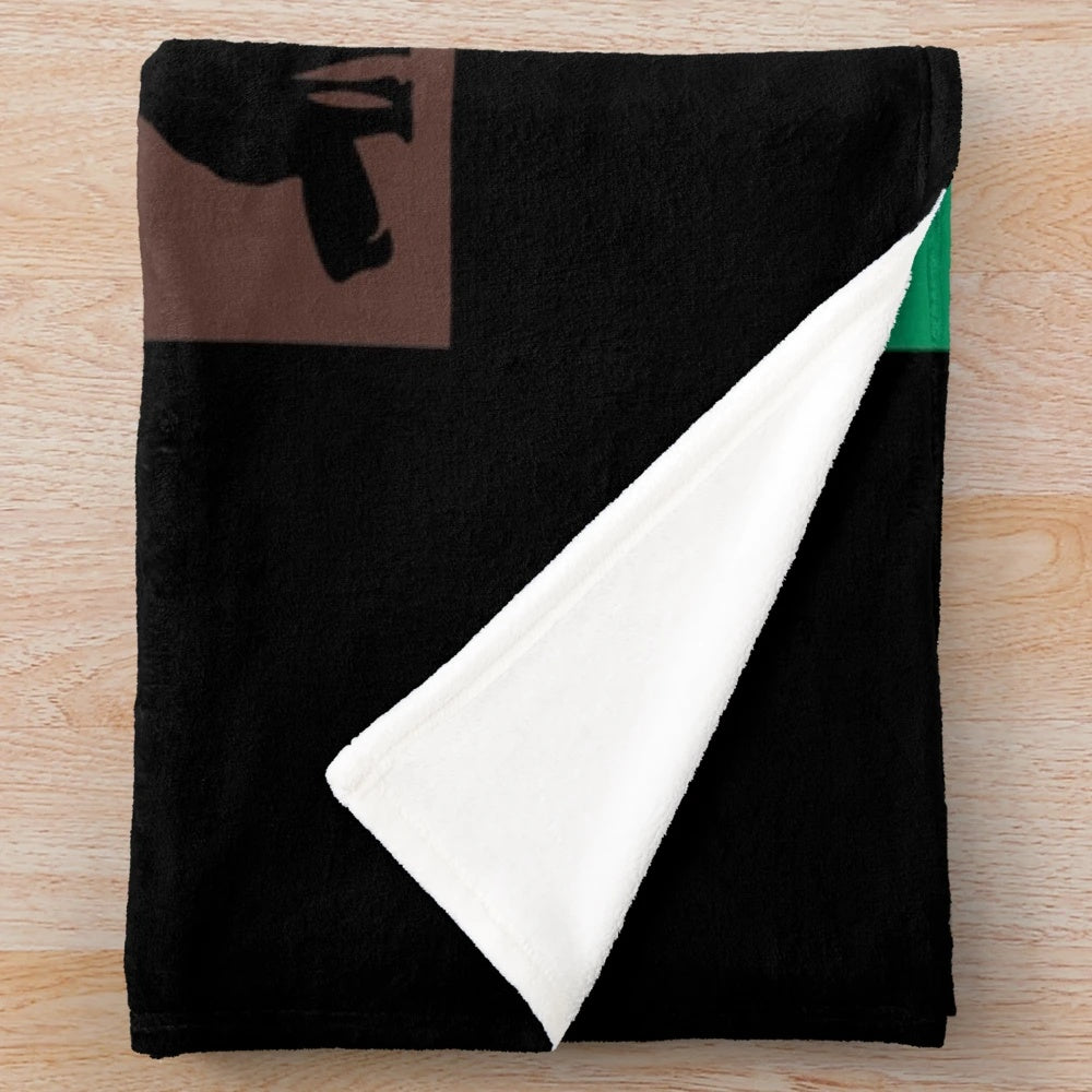 Colorful Capoeira-inspired plush blanket with silhouettes of martial arts fighters in dynamic poses