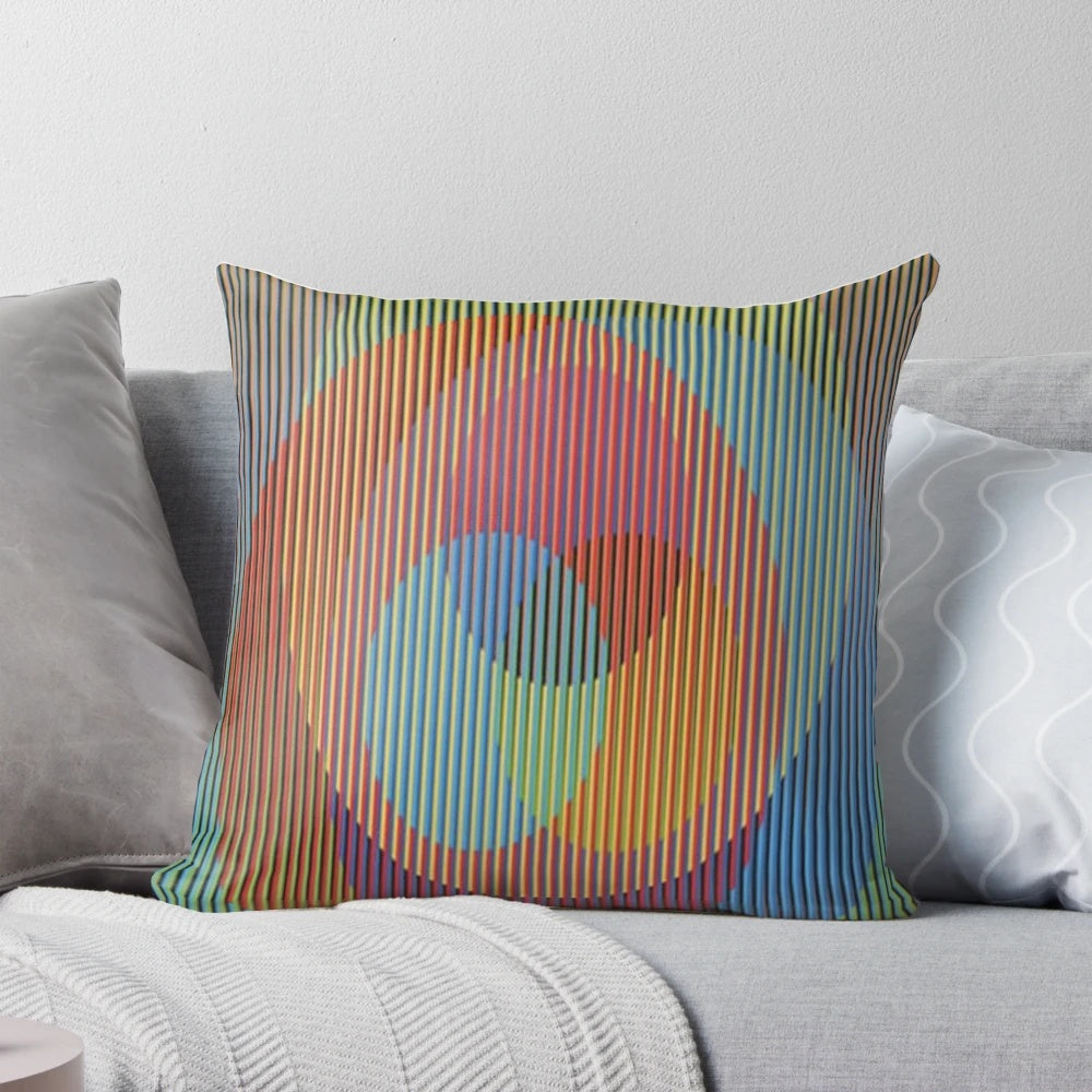 Carlos Cruz-Diez inspired pillow featuring dynamic color and kinetic design