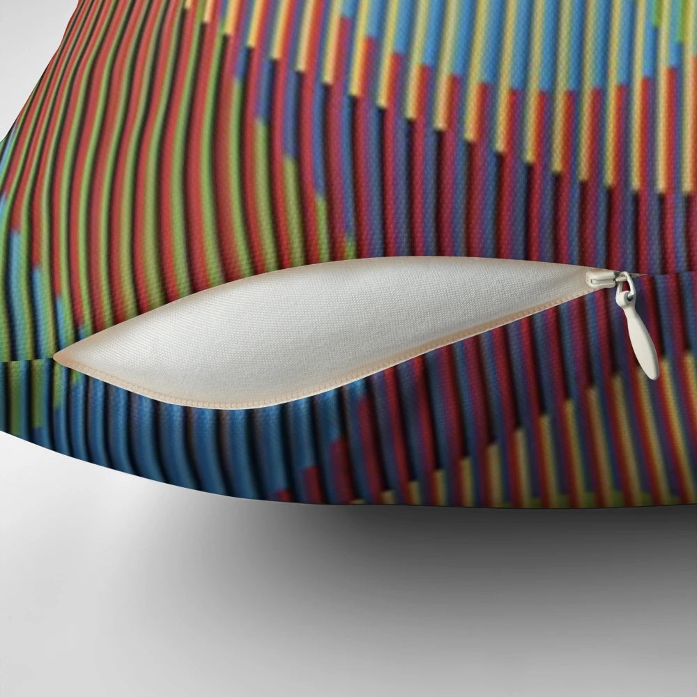 Carlos Cruz-Diez inspired pillow featuring dynamic color and kinetic design